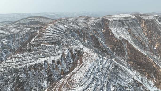 雪天 黄土高坡 沟壑纵横