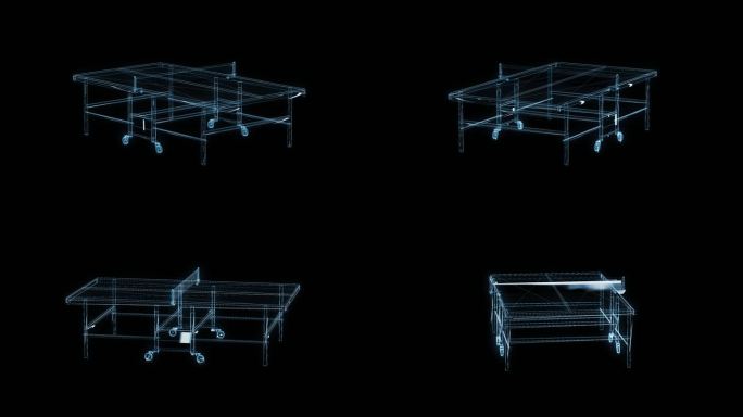透视全息乒乓球台透明通道素材