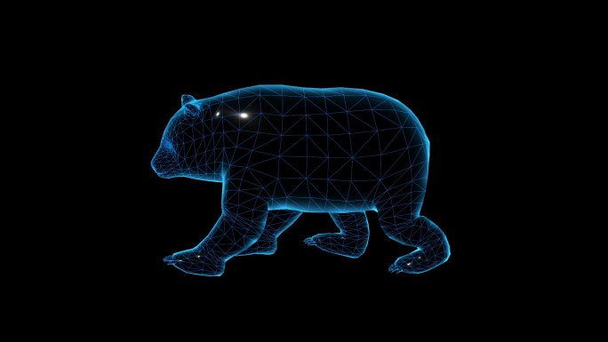 蓝色科技线条熊猫走路动画透明通道素材