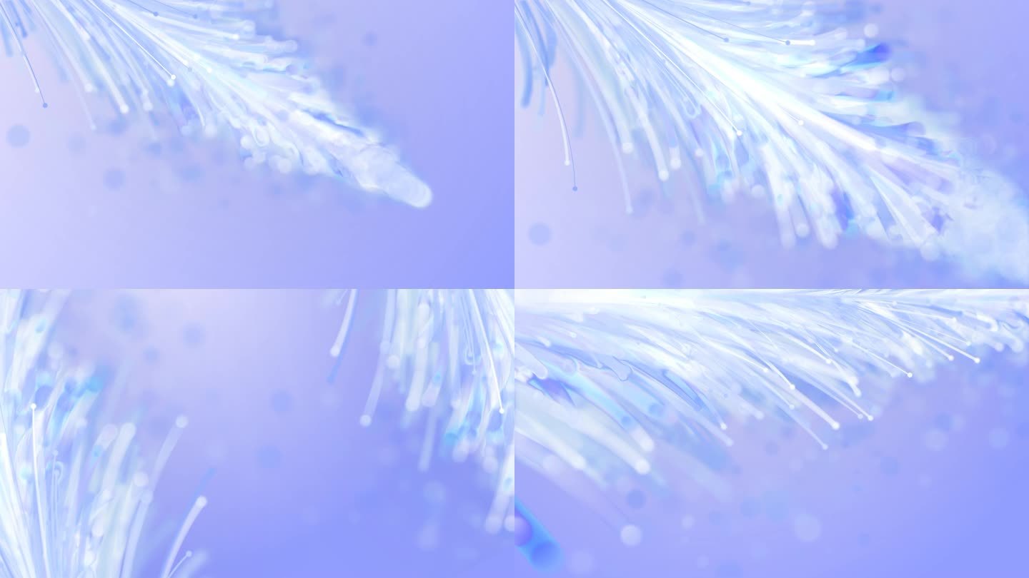 淡蓝色唯美羽毛线条粒子生长背景