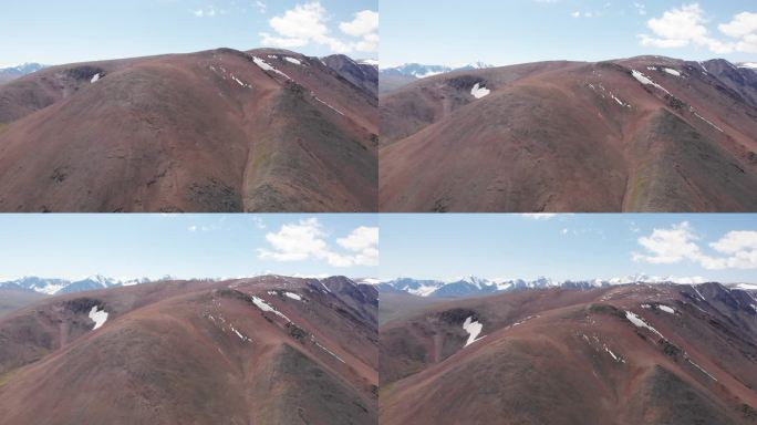 新疆蒙古高山草甸草原雪山航拍