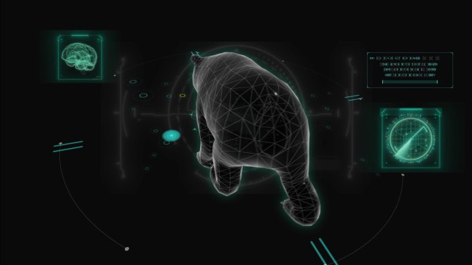 HUD科技界面熊猫走路动画展示素材