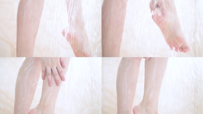 洗澡洗脚冲洗身体视频素材