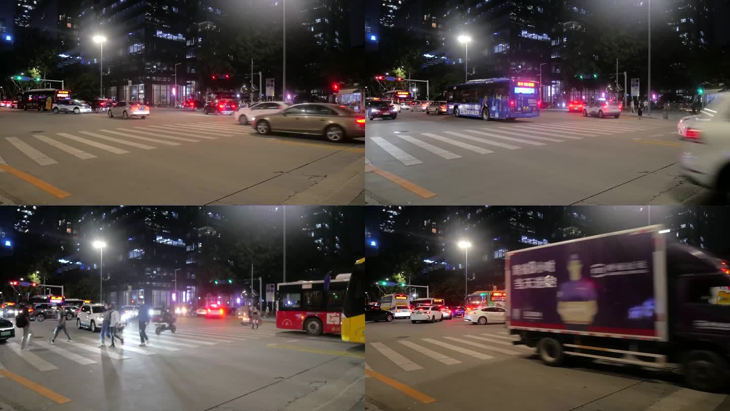 十字路口夜景延时