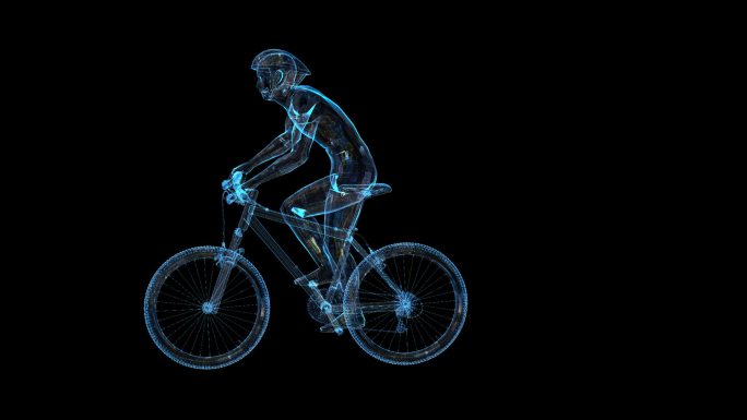 科技全息运动员骑行动画通道素材