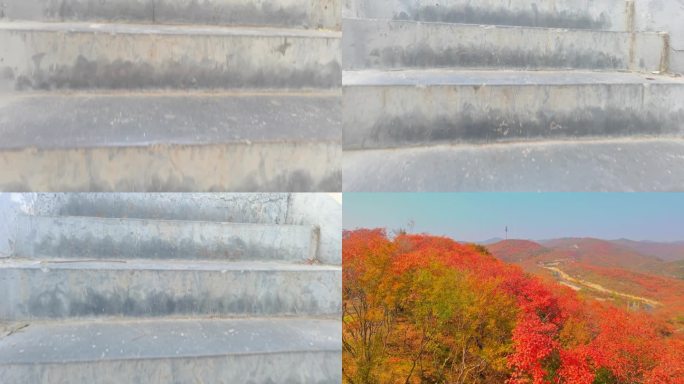 实拍上楼梯登山顶看山川素材