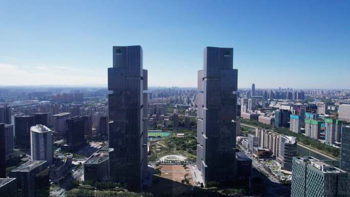 郑州绿地中心双子塔航拍