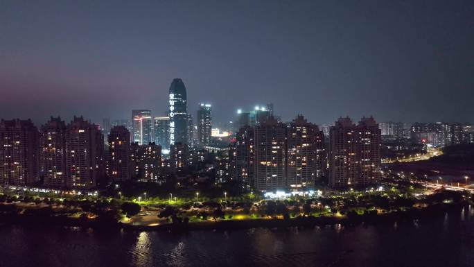 4K正版-航拍惠州东江沿岸夜景景观02