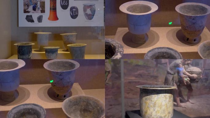 博物馆展览古代陶器土陶