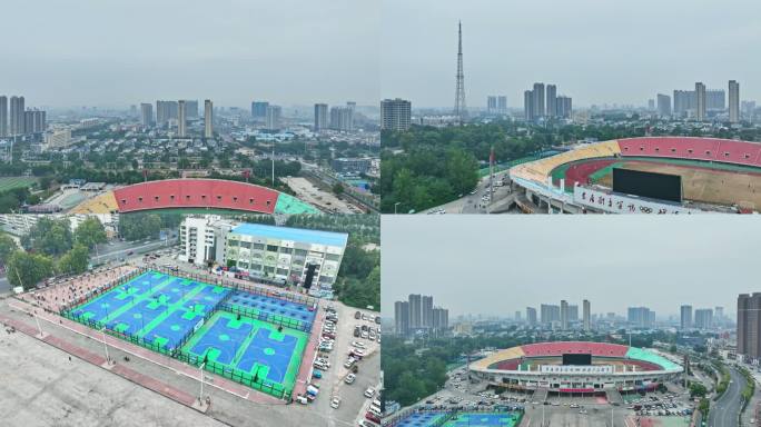 航拍濮阳市 体育场