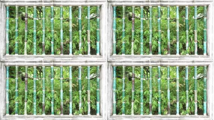 传统岭南园林窗和竹子