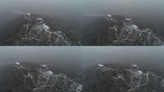 冬季下雪棋盘山雪景