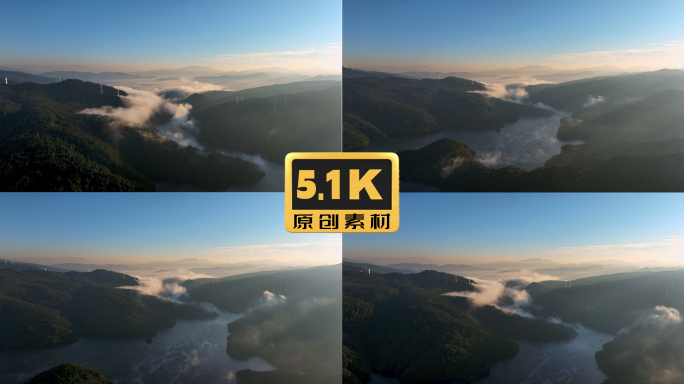 5K-云雾缭绕的松华坝水库，昆明湿地航拍