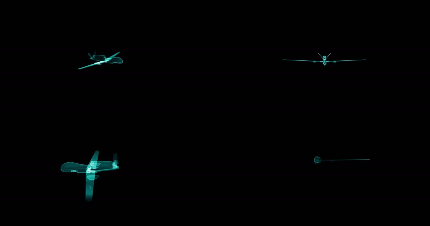 4款全球鹰无人机ae模板无人侦察机侦察机