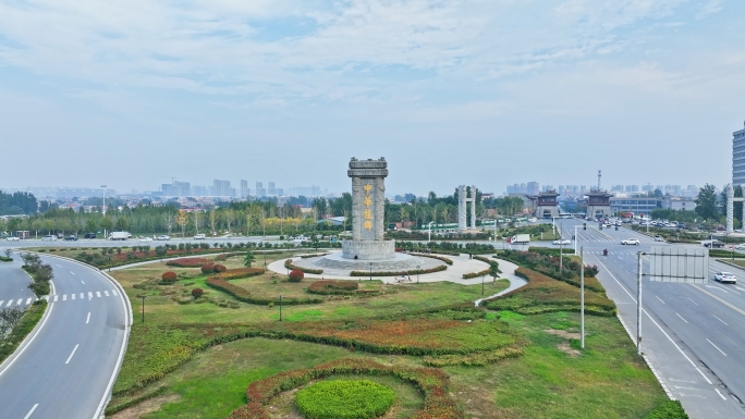 航拍濮阳市 龙碑