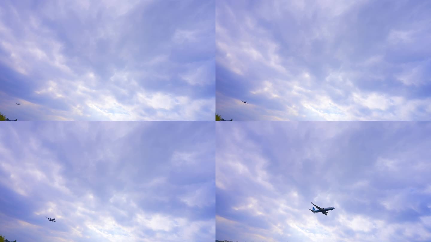 飞机飞过头顶飞机飞行在天空航班飞机蓝天飞