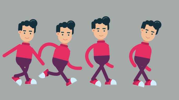 四款卡通人物走路跑步