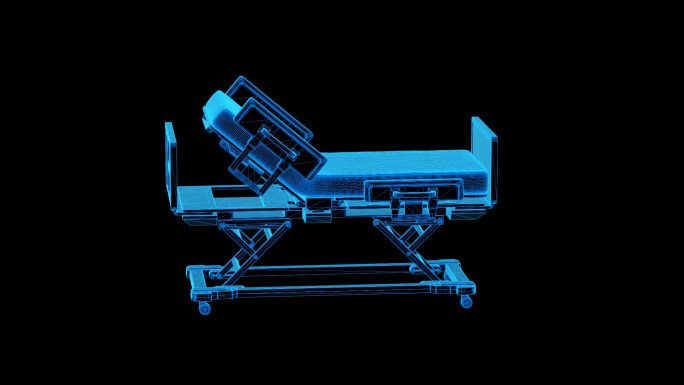 蓝色科技线条多功能医疗护理床通道素材