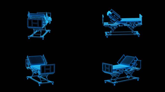 蓝色科技线条多功能医疗护理床通道素材