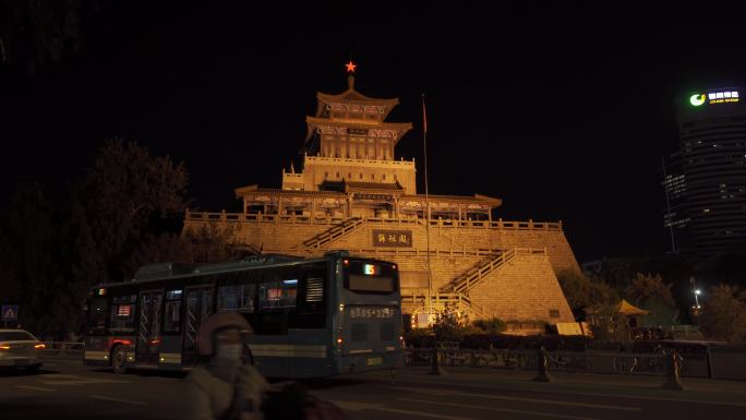 济南地标建筑解放阁夜景