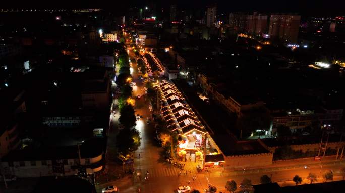 卢氏县卢敖美食街夜景航拍
