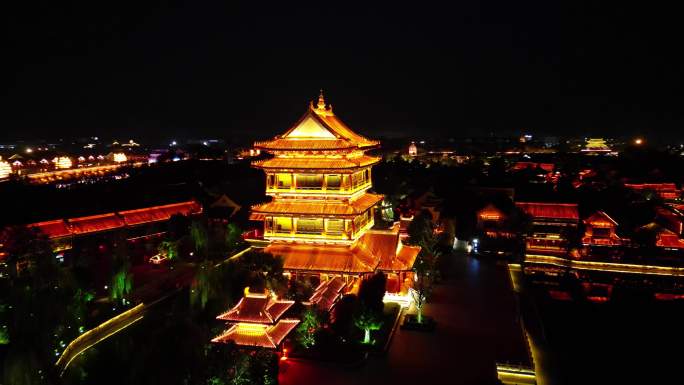 台儿庄古城复兴楼夜景-3