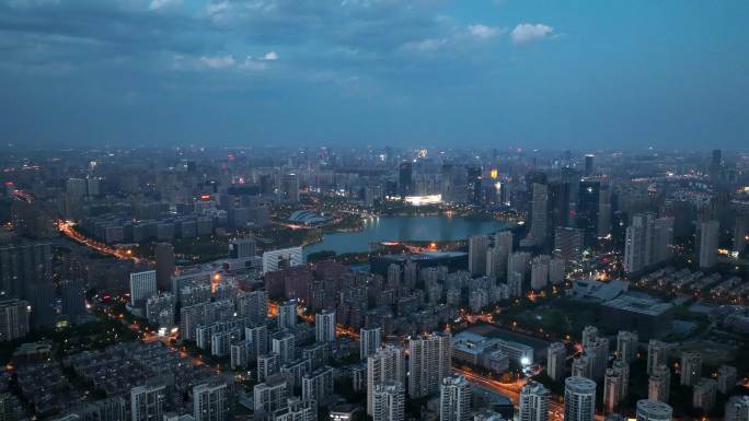 合肥天鹅湖日转夜