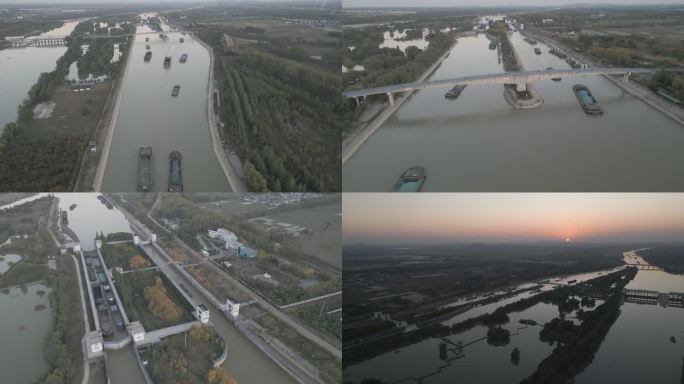 台儿庄京杭大运河湿地航拍