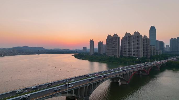 4K正版-惠州东江大桥落日城市景观02