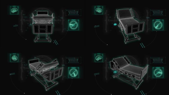 HUD科技界面多功能医疗护理床展示素材