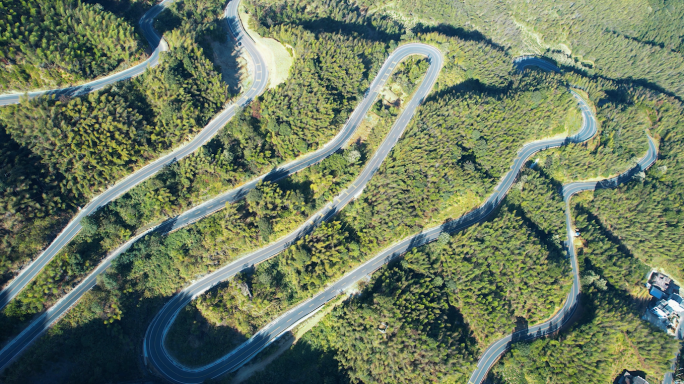 盘山公路山路十八弯航拍