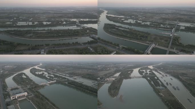 台儿庄湿地京杭大运河航拍