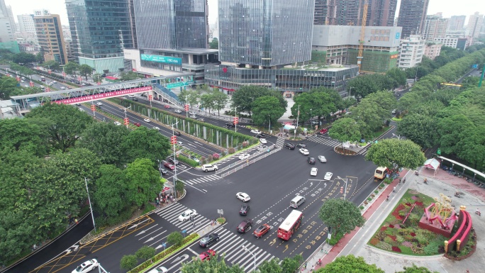 佛山季华五路交通车流航拍