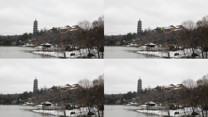 扬州大明寺雪景航拍