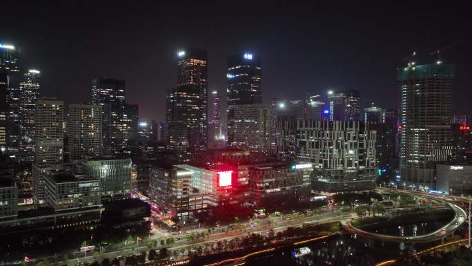 深圳南山区高新产业园夜景航拍