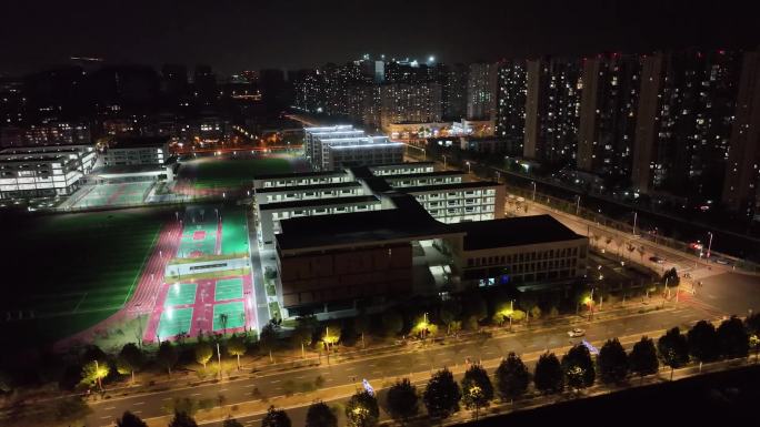 学校教学楼空镜头夜景