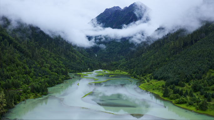 航拍川西莲花湖月亮湾湿地风景合集