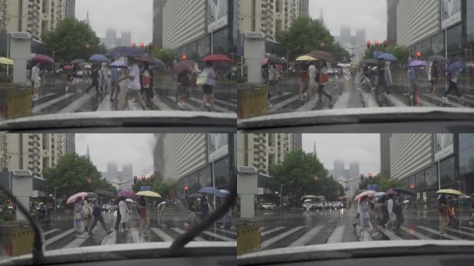 上海外滩雨景下雨天50帧2