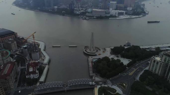 航拍上海市人民英雄纪念塔4K