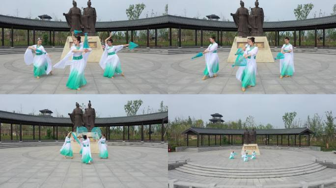 邯郸肥乡区肥义公园跳舞航拍