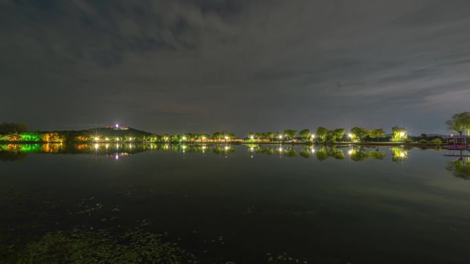 无锡渤公岛太湖湖湾日转夜晚霞航拍延时摄影