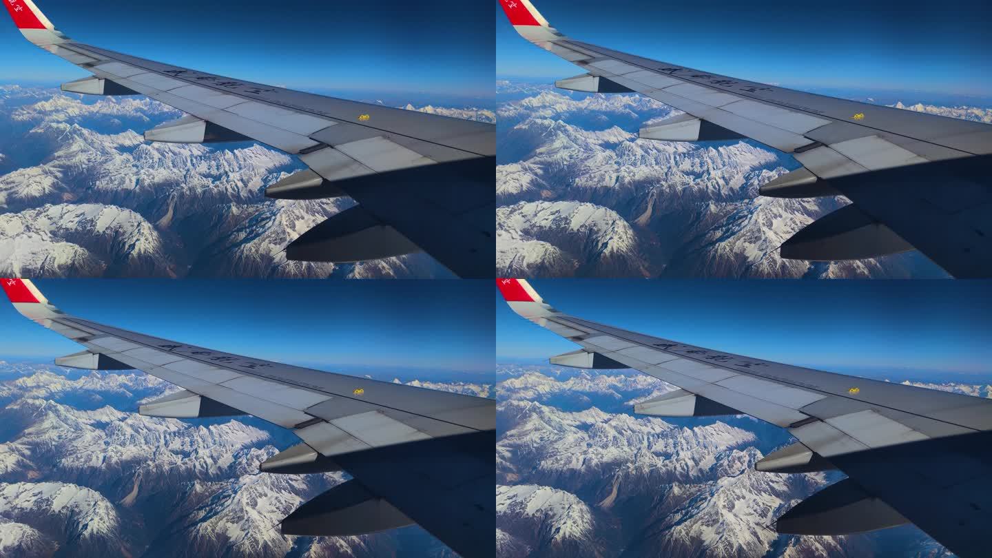 飞机穿过云层 飞机俯瞰大地 飞机飞过雪山