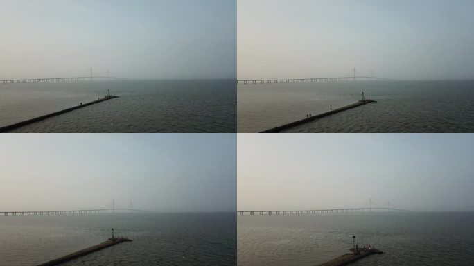 上海崇明长江大桥航拍4k