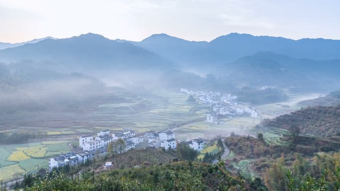 婺源美丽乡村风景清晨延时