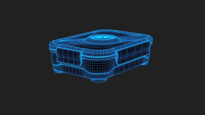 【原创】蓝色线框全息科技饭盒动画带通道