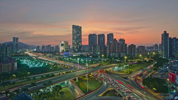 前山立交桥/珠海/延时/车流/下班晚高峰