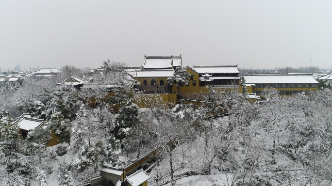 扬州观音山雪景航拍