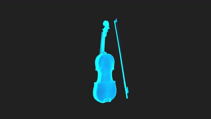 【原创】蓝色线框全息科技小提琴动画带通道