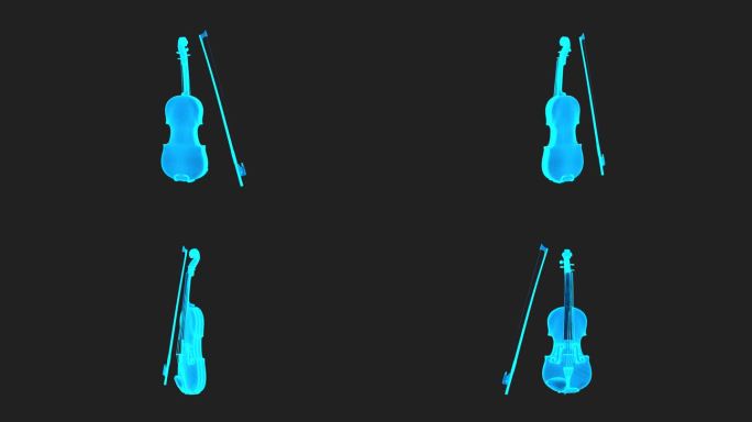 【原创】蓝色线框全息科技小提琴动画带通道