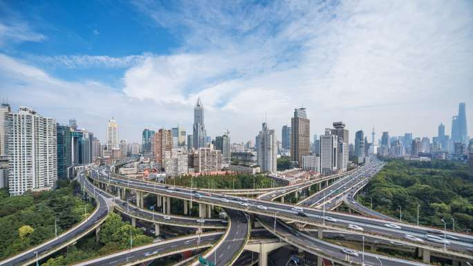 上海高架立交桥延时上海车水马龙上海交通